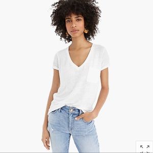 J. Crew Linen V-Neck Pocket Tee